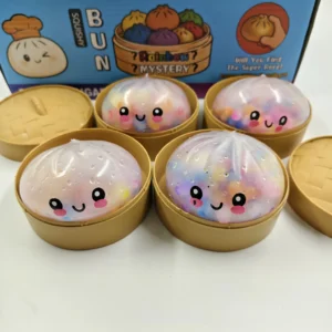 Soft Clear Tpr Bead Filled Squishy Steamed Bun Toy Kawaii Face Stress Squeeze Fidget for Adult Kids Gift