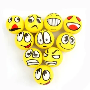 6.3cm Pu Foam Bouncy Ball with Cartoon Emotion Smile Faces Stress Toy