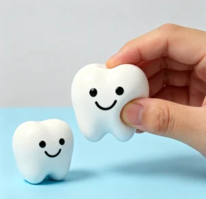 Happy Tooth Pu Foam Stress Ball Miniature Smiley Face Soft Squeeze Toy for Home and Office Decoration