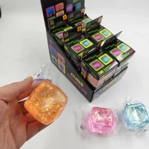Glittery Needoh Squishy Cube Squeeze Balls Vibrant Soft Texture Polyurethane Puzzle Fidget Toys for Stress