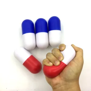 Customized Logo Pu Foam Stress Reliever Pill Toys Capsule Ball