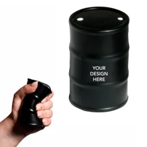 Logo Black Oil Drum Stress Reliever Soft Pu Foam Barrel Shaped Squeeze Toy for Promotional Activities