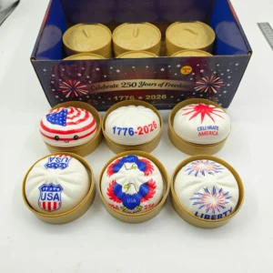 Liberty Dumplings Mystery Pu Squishy Toy Assorted Patriotic Designs with Bamboo Steamer for Stress Relief and Party Giveaways
