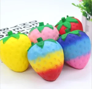 Unisex Cute Strawberry Pu Stress Ball Light Decompression Toy Sweet Cream Scent Educational Walking Feature Printed Logo Gift