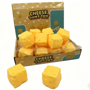 Novelty Cheese Block Vent Toy Stretchy Squeeze Squishy Ball for Anxiety Relief Realistic Food Fidget Daily Use
