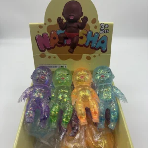 Soft Stretchy 14cm Glitter Baby Doll Squishy Toy Tpr Stress Relief Fidget for Kids