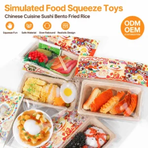 Realistic Simulated Food Squeeze Toy Slow Rebound Tpr Foam Bento Box Sushi Fried Rice Stress Relief Squishy for Kids Gift