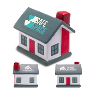 Customized Squeeze Pu Foam House Shape Stress Ball Reliever Toy Balls with Logo for Real Estate Tradeshow Giveaways