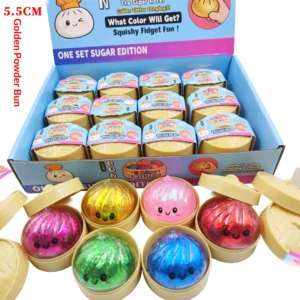 Colorful Sparkle Glitter Squishy Dumpling Squeeze Toy Blind Bag Cute Slow Rising Stress Relief Fidget with Adorable Faces