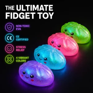 Squishy Dumpling Toy Transparent Glitter Fidget Slow Rise Anxiety Relief Toys with Surprise